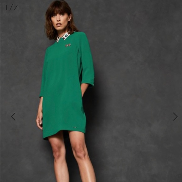Ted Baker printed collar shift dress in jade